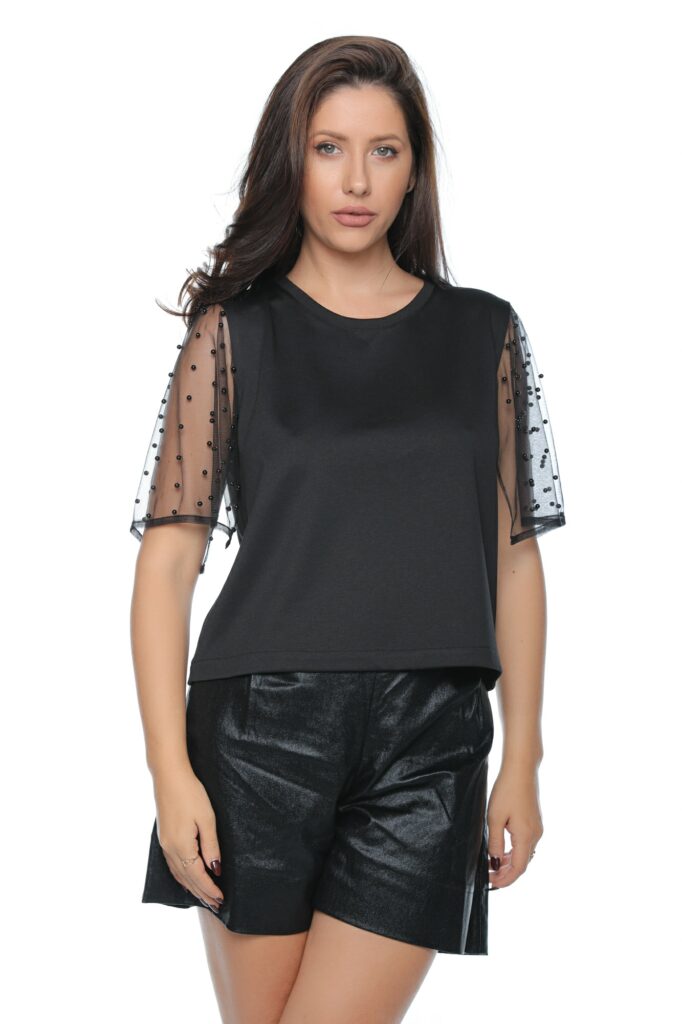 BLUZA CU PERLE NEAGRA