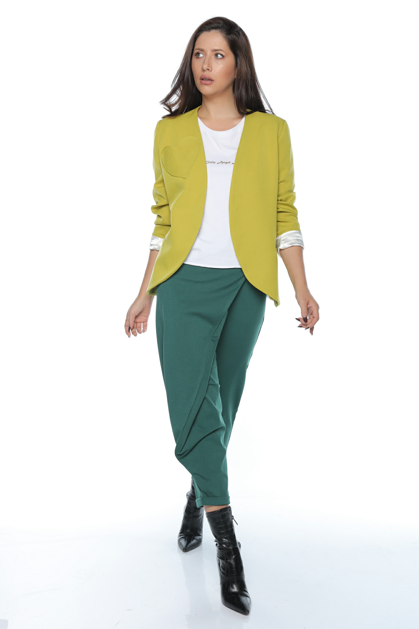 SACOU ELEGANT CU BUZUNAR INIMA OLIVE