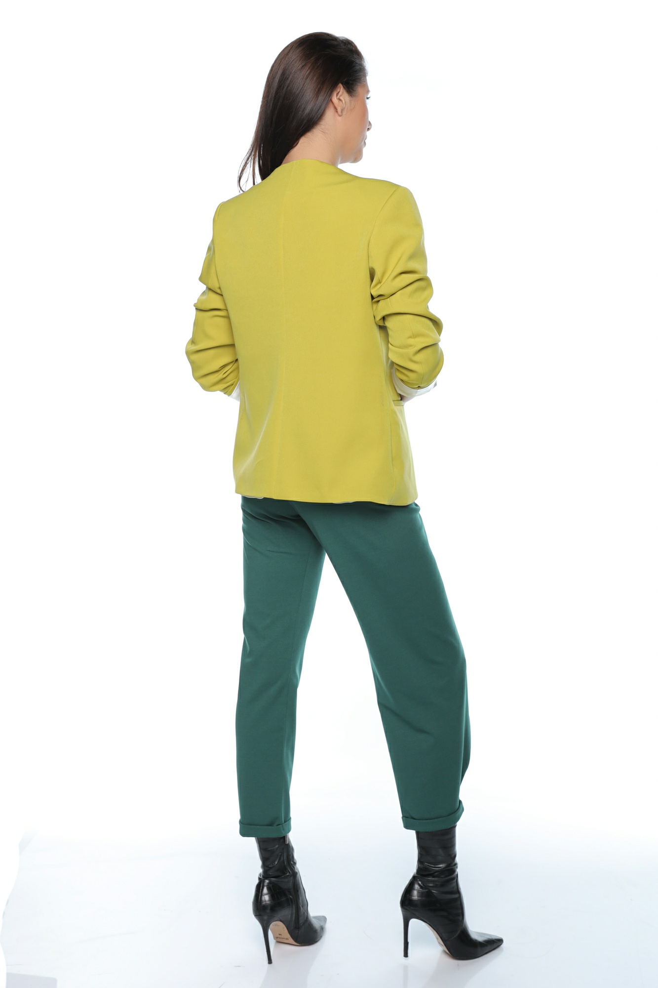 SACOU ELEGANT CU BUZUNAR INIMA OLIVE - imagine 4